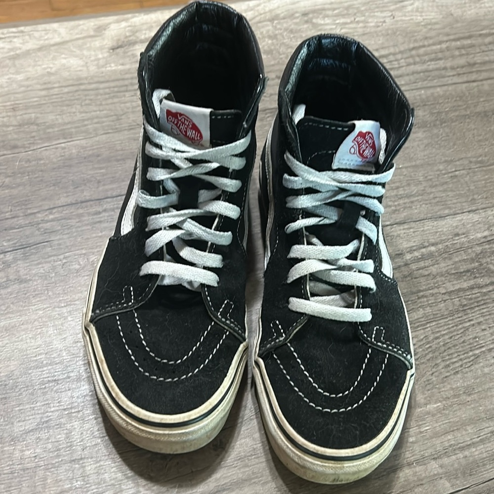 Vans black white high top sneaker shoes, 8